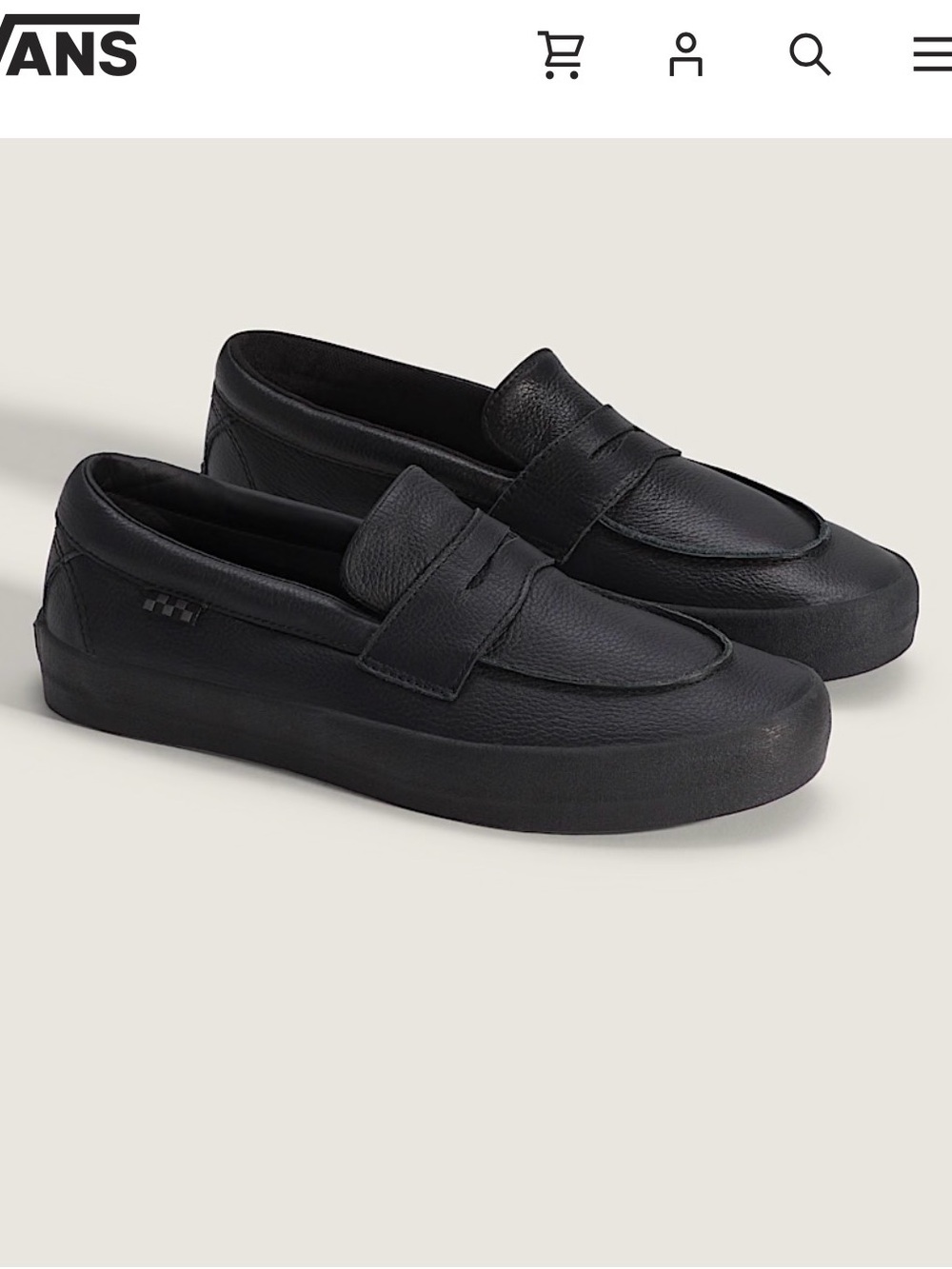 Vans Black Leather Skater Loafer Shoe Size 8 1/2 W 7 Me
